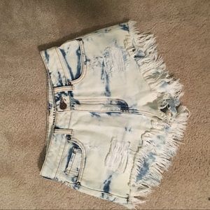 Acid wash jean shorts